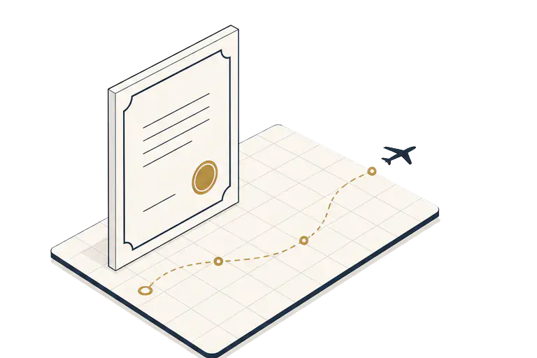 Abstract certificate and route management graphic